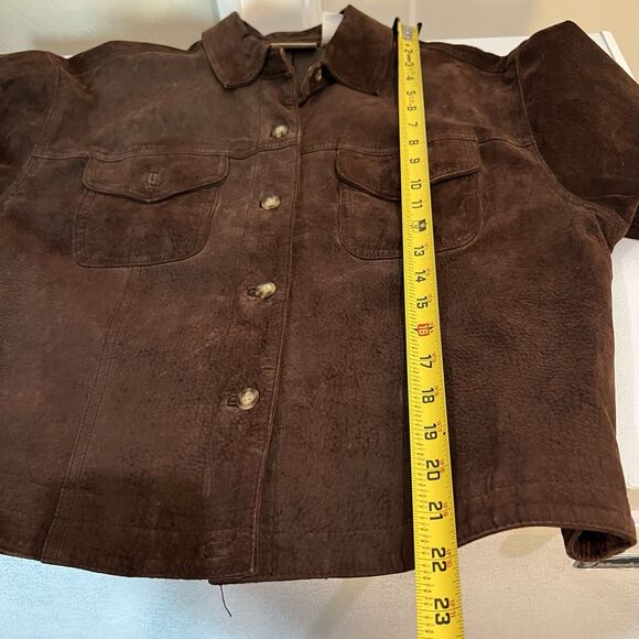 Liz Claiborne Pig Suede Button Jacket Brown Women's Size 12 - Picture 9 of 9